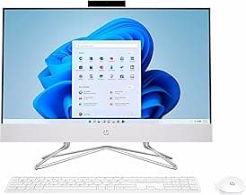 HP AIO-24-DF1000 Business Desktop 2024 23.8" FHD 1920x1080 Intel Core i3-1115G4 2-Core Intel UHD Graphics, 8GB DDR4 256GB SSD White Wired Keyboard and Mouse Wi-Fi Bluetooth 4.2 Windows 11 Pro