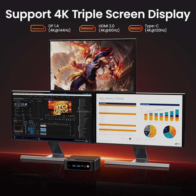 Beelink Mini PC, SER5 Pro 5825U AMD Ryzen 7 (Up to 4.5GHz) 16GB DDR4 500GB PCle 3.0 SSD Mini Desktop Computer, 2.5G LAN, Wifi6/BT5.2,HDMI/DP/Type-c/4K Triple Display Micro PC