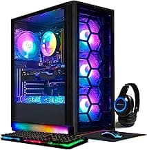 STGAubron Gaming PC Computer Desktop, Intel Core i7 up to 3.9G, GeForce RTX 2060 Super 8G, 32G Ram, 1TB SSD, WiFi, BT 5.0, RGB Fan x6, RGB BT Sound Bar & Headset Mic, Windows 10 Home