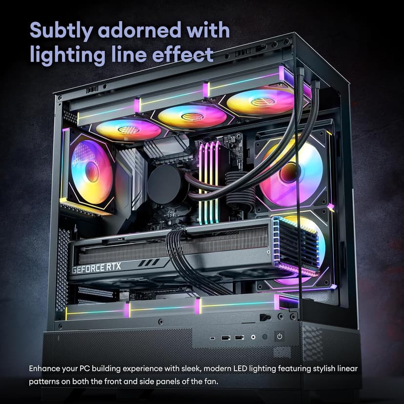 6 Pack RGB Fans, Infinity Mirror, Cable Connector 3 Pin 5V Addressable RGB Fans with Controller (Not Daisy Chain), PWM PC Fan 1800 RPM, 52.4 CFM, Infinity Series