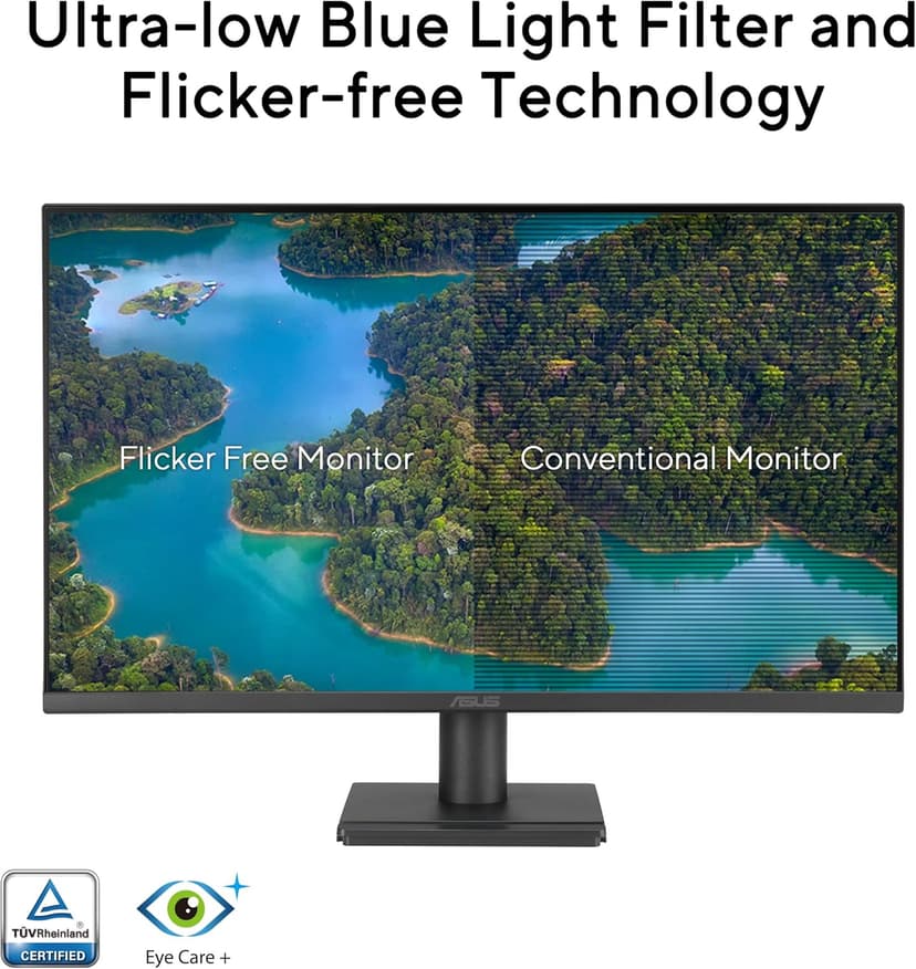 ASUS 24” 1080P Eye Care Monitor (VA249QG) - IPS, Full HD, 99% sRGB, Frameless, 120Hz, Adaptive-Sync, 1ms, Speakers, HDMI, DisplayPort, VGA, Low Blue Light, Flicker Free, Wall Mountable, 3 yr Warranty