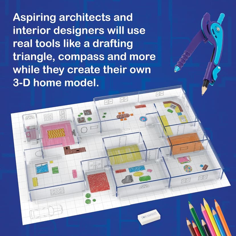 MindWare Art-chitect Home Model Building for Kids – 3D Architectural Design Kit for Kids Ages 8 and Up – Learn The Basics of Architecture As You Design Start to Finish