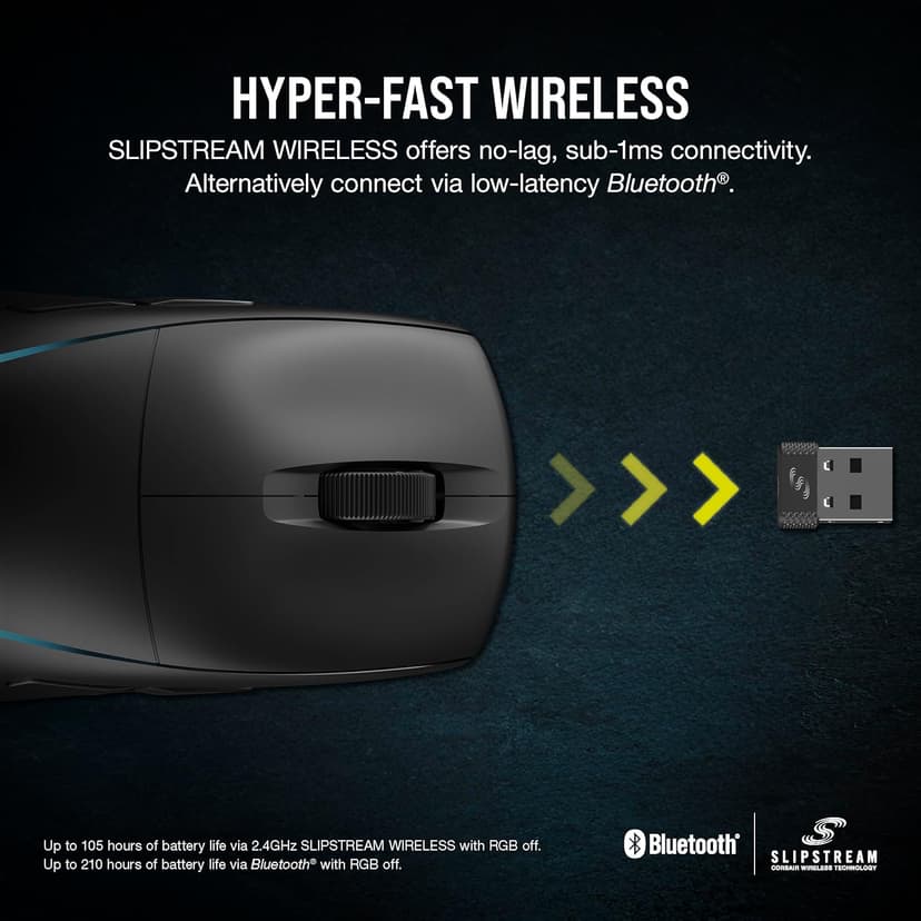 Corsair M75 Wireless RGB Lightweight FPS Gaming Mouse – 26,000 DPI – Swappable Side Buttons – iCUE Compatible – PC – Black