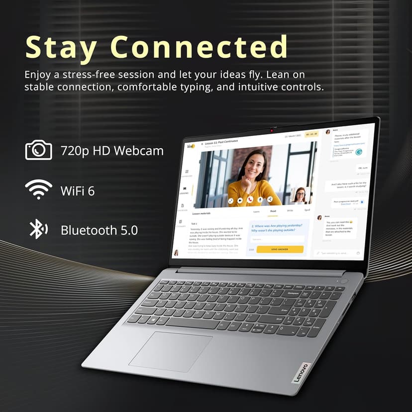 Lenovo Ideapad 1 15.6" HD Anti-Glare Laptop, Intel Celeron N4500, 8GB RAM, 416GB Storage(256GB SSD+160GB Docking Station Set), Intel UHD Graphics, Num Pad, Webcam, Win 11s, Grey
