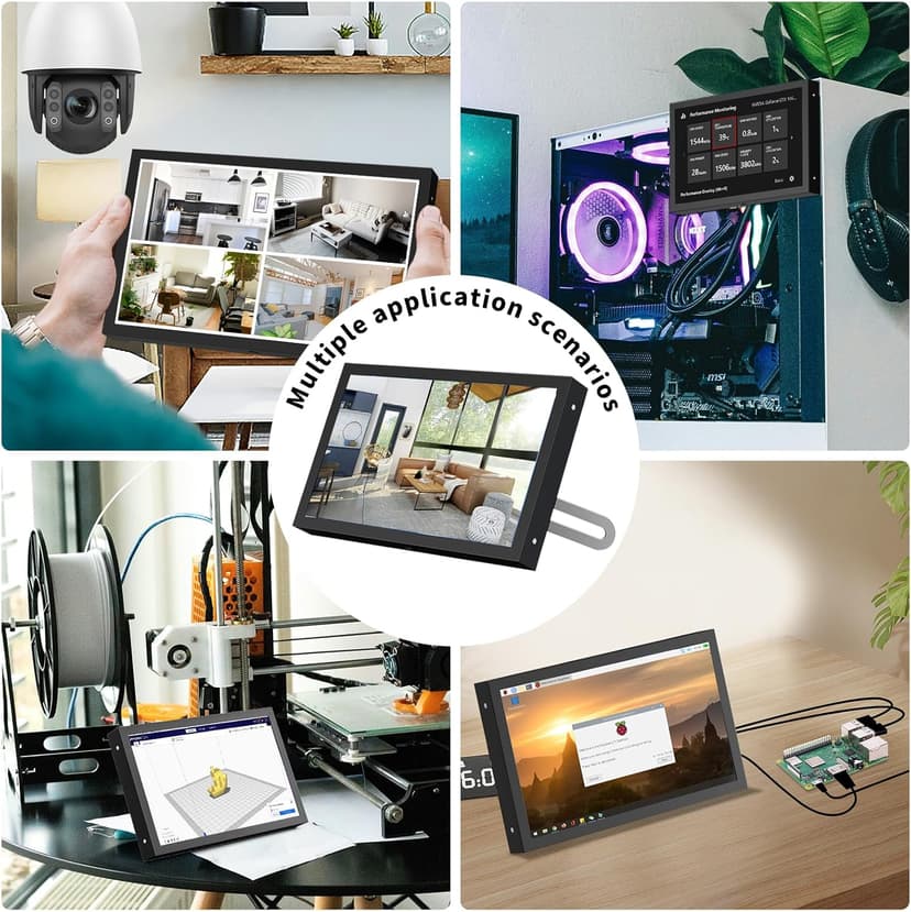 7 Inch Mini Monitor HDMI, Portable Vga Monitor with AV BNC 1024×600 LCD Screen with Built-in Speakers, 178° View Angle IPS, Multi-Function Mini Small Display for Raspberry Pi PC/TV/DVD/CVBS