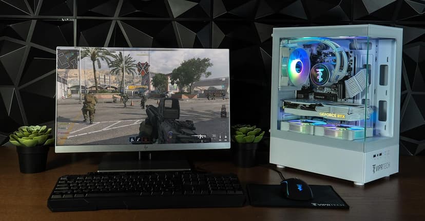 ViprTech Stryker 4.0 Liquid-Cooled PC - AMD Ryzen 7 (4.4GHz Turbo), RTX 4060 8GB, 32GB DDR4 3200, 1TB NVMe SSD, 700W PSU, WiFi BT, Win 11 Pro, RGB, Gaming Desktop Computer Prebuilt, White