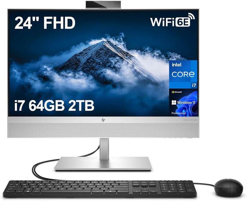 2025 HP EliteOne 840 G9 All-in-One AIO Business Desktop Computer (23.8" FHD IPS, Intel Core i7-14700, 64GB DDR5 RAM, 2TB SSD) Wi-Fi 6E, BO Audio, 5MP Webcam, KB& Mouse, Wolf Pro Security, Win 11 Pro