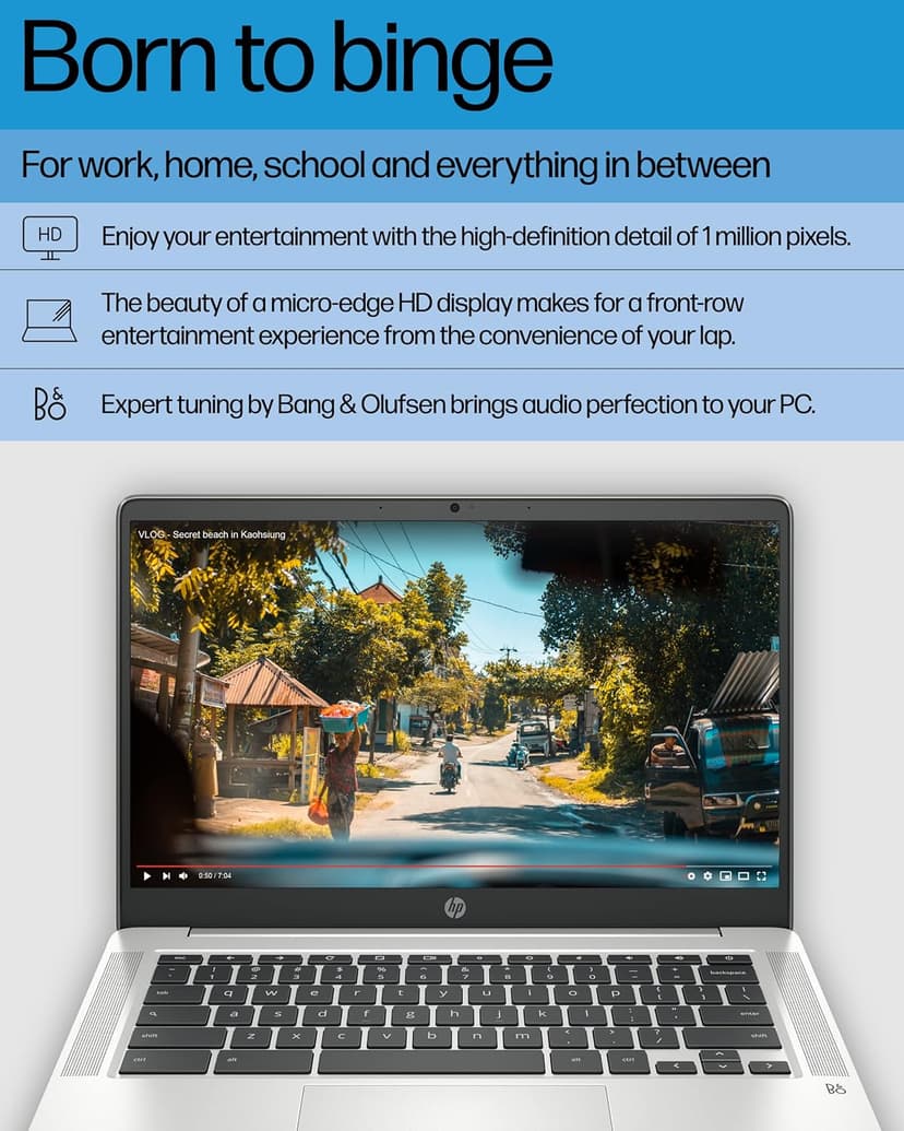 HP Chromebook 14 Laptop, Intel Celeron N4120, 4 GB RAM, 64 GB eMMC, 14" HD Display, Chrome OS, Thin Design, 4K Graphics, Long Battery Life, Ash Gray Keyboard (14a-na0226nr, 2022, Mineral Silver)
