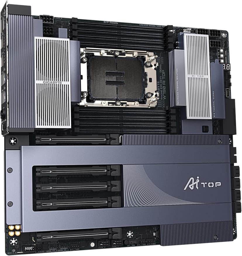 GIGABYTE W790 AI TOP Intel Xeon W Processor Motherboard (LGA4677), E-ATX, DDR5, 6X M.2, PCIe 5.0, Thunderbolt 4, WIFI7, 10GbE LAN, EZ-Latch