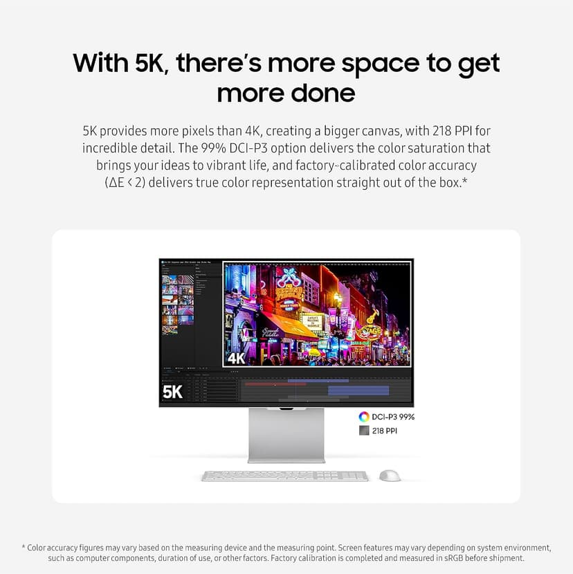 Samsung 27" ViewFinity S9 Series 5K Computer Monitor, Thunderbolt 4, DisplayPort, Matte Display, 4K Slimfit-Camera, Slim Metal Design, AirPlay, Smart-TV Apps, Gaming Hub, LS27C900PANXZA