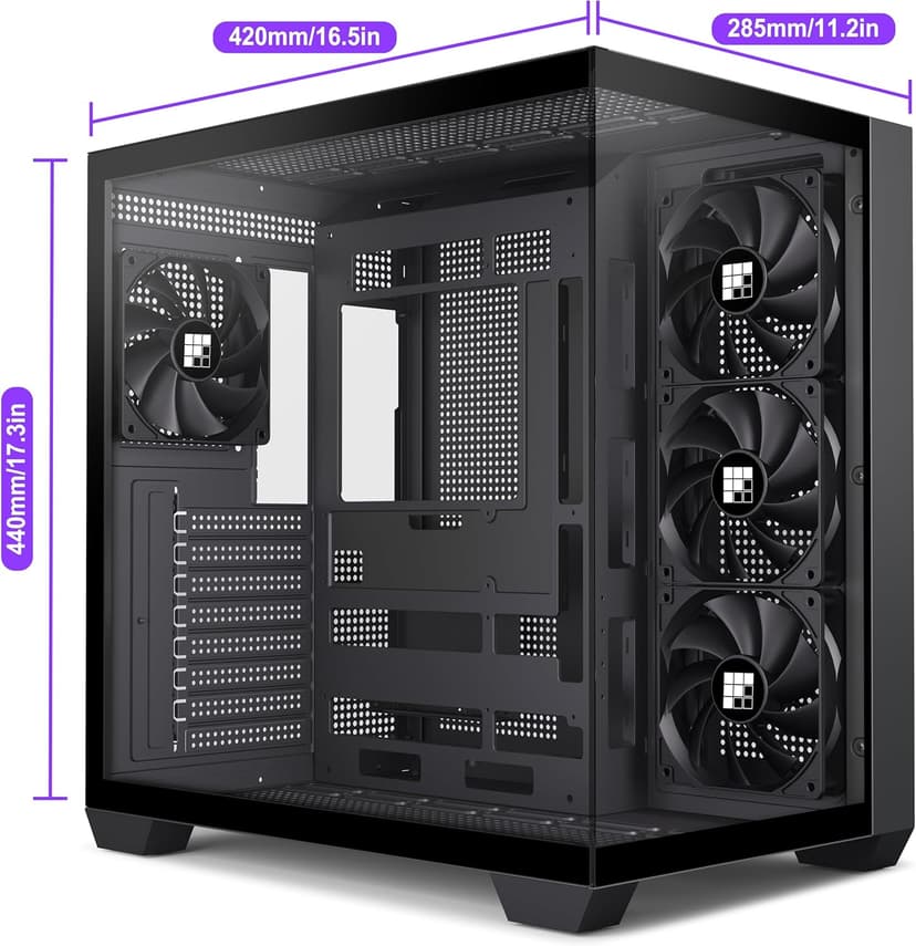 F300 (2025) PC Case - Pre-Installed 4 No RGB Fan, ATX Mid-Tower Gaming PC Case, 270° Panoramic Glass with Type-C, FOIFKIN (Black)