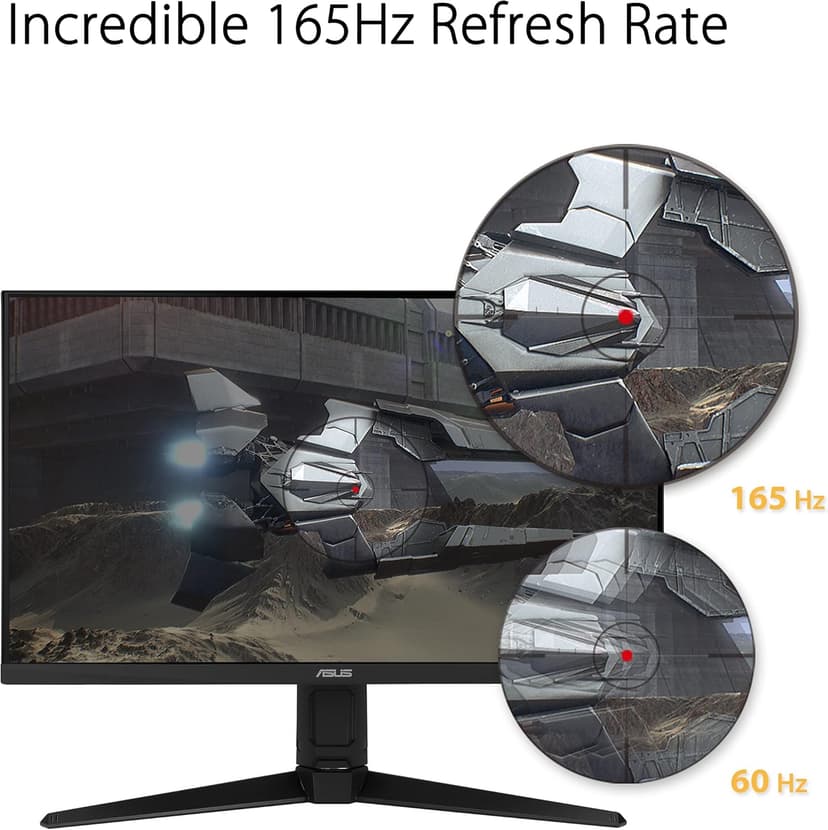 ASUS TUF Gaming 24” 1080P Monitor (VG247Q1A) - Full HD, 165Hz (Supports 144Hz), 1ms, Extreme Low Motion Blur, Adaptive-sync, FreeSync Premium, Shadow Boost, Speakers, Eye Care, HDMI, DisplayPort
