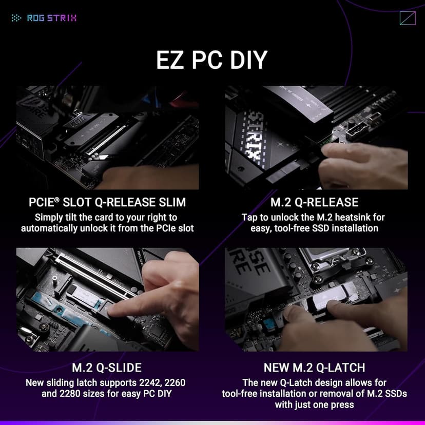 ASUS ROG Strix X870E-E Gaming WiFi AMD AM5 X870 ATX Motherboard 18+2+2 Power Stages, Dynamic OC Switcher, Core Flex, DDR5 AEMP, WiFi 7, 5X M.2, PCIe® 5.0, Q-Release Slim, USB4®, AI OCing & Networking