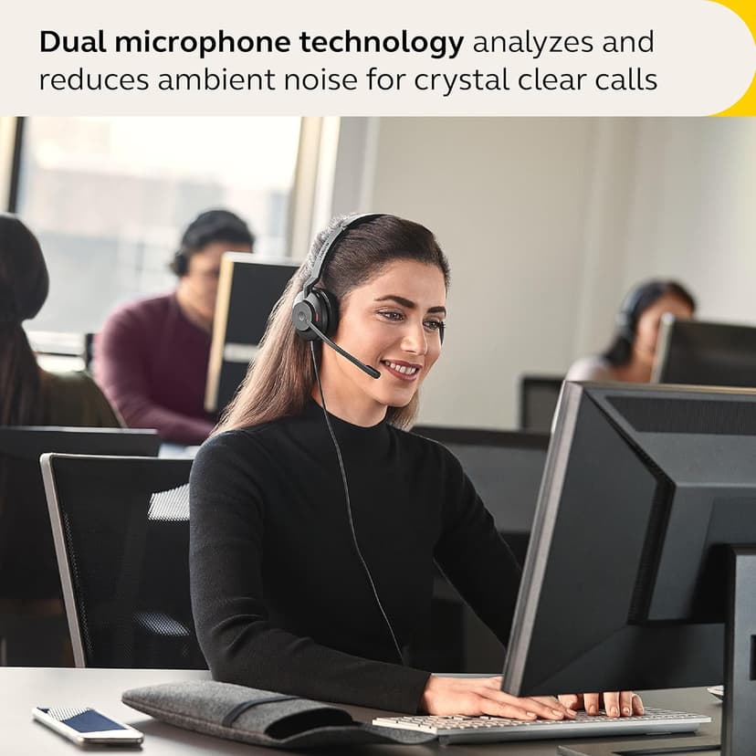 Jabra Evolve2 30 SE Wired Stereo Noise-Cancelling Headset - Features 2-Mic Call Technology and USB-A Cable - Works with All Leading Unified Communications Platforms Such as Zoom & Google Meet - Black