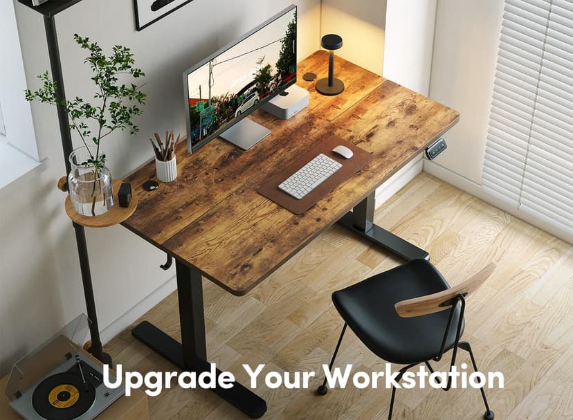 Cubiker Adjustable Desk, 48 x 24 Inch Home Office Desk, Standing Desk with Splice Board, Rustic Brown Desktop