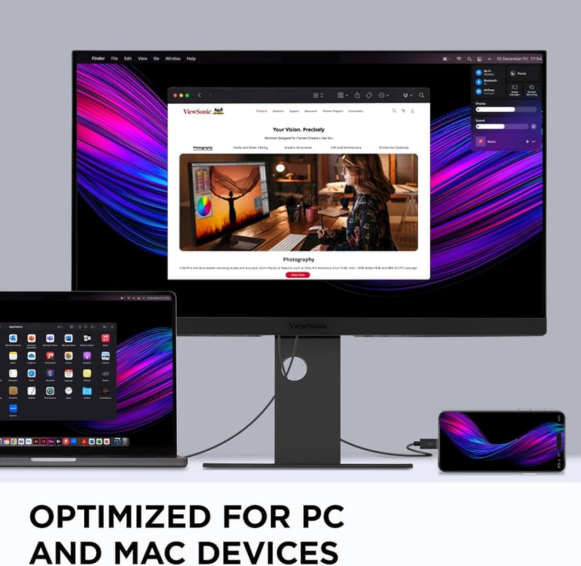 ViewSonic VP2788-5K 27 Inch 5K Mac-Ready Monitor with 100% sRGB, 99% DCI-P3, Pantone Validated, Advanced Ergonomics, Thunderbolt 4, USB Hub, HDMI, and DP for Home and Office