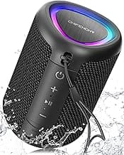 Portable Bluetooth Speaker with Lights, Powerful Crystal Clear Sound, IPX5 Waterproof, All Day Playtime, AUX&TF-Card Input, Bluetooth 5.3, TWS Paring, Small Wireless Speaker for Outdoor, Gift Ideas