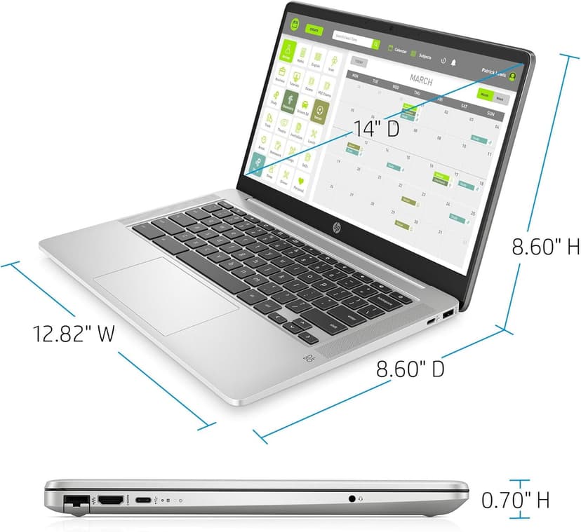 HP 2020 Flagship 14 Chromebook Laptop Computer 14-inch HD SVA Anti-Glare Display Intel Celeron N5000 Processor 4GB DDR4 64GB eMMC WiFi Webcam Chrome OS (Renewed)