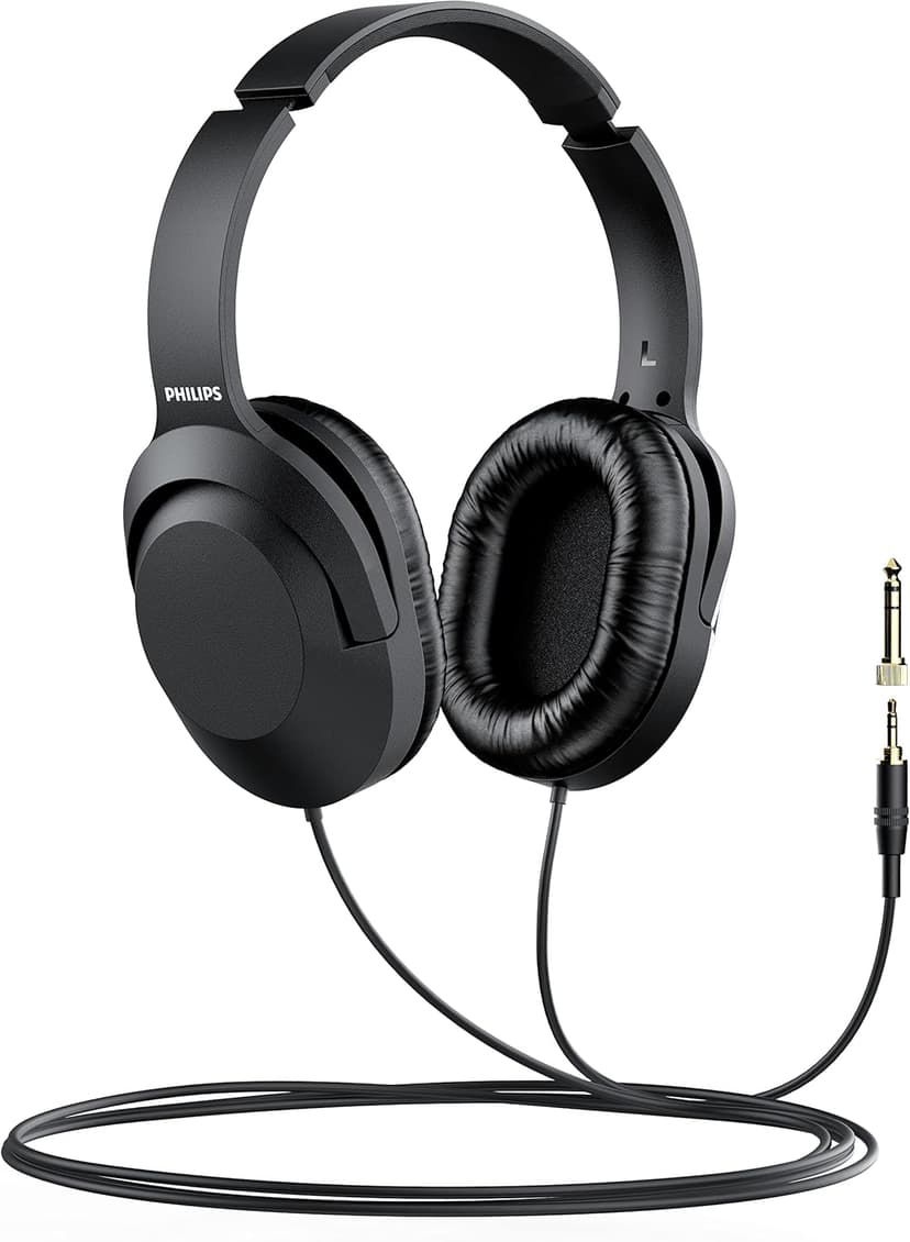 PHILIPS Over Ear Wired Stereo Headphones for Podcasts, Studio Monitoring and Recording Headset for Computer, Keyboard and Guitar with 6.3 mm (1/4") Add On Adapter