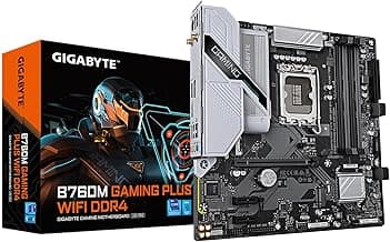 GIGABYTE B760M Gaming Plus WiFi DDR4 LGA 1700 Intel B760 M-ATX Motherboard with DDR4, 2* M.2, PCIe 4.0, Front USB 3.2 Gen 1 Type-C, WiFi 6 GbE LAN, Q-Flash Plus, PCIe EZ-Latch