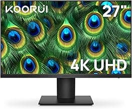 KOORUI 27 Inch 4K Monitor Computer UHD(3840 * 2160) IPS Display, 99% sRGB, 95% DCI-P3, 1.07 Billion Colors, Freesync & G-sync, Displayport & 2X HDMI, VESA 100 * 100mm, Tilt -5 to 20°, Audio Out (N07)