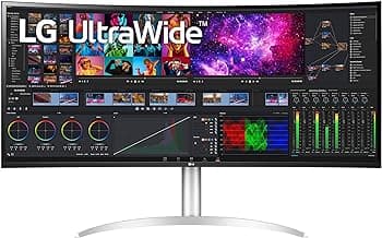 LG 40WP95C-W 40” UltraWide Curved WUHD (5120 x 2160) 5K2K Nano IPS Computer Monitor, DCI-P3 98% (Typ.) HDR10, Thunderbolt 4 w/ 96W PD, 3-Side Virtually Borderless Design Tilt/Height/Swivel Stand,Black