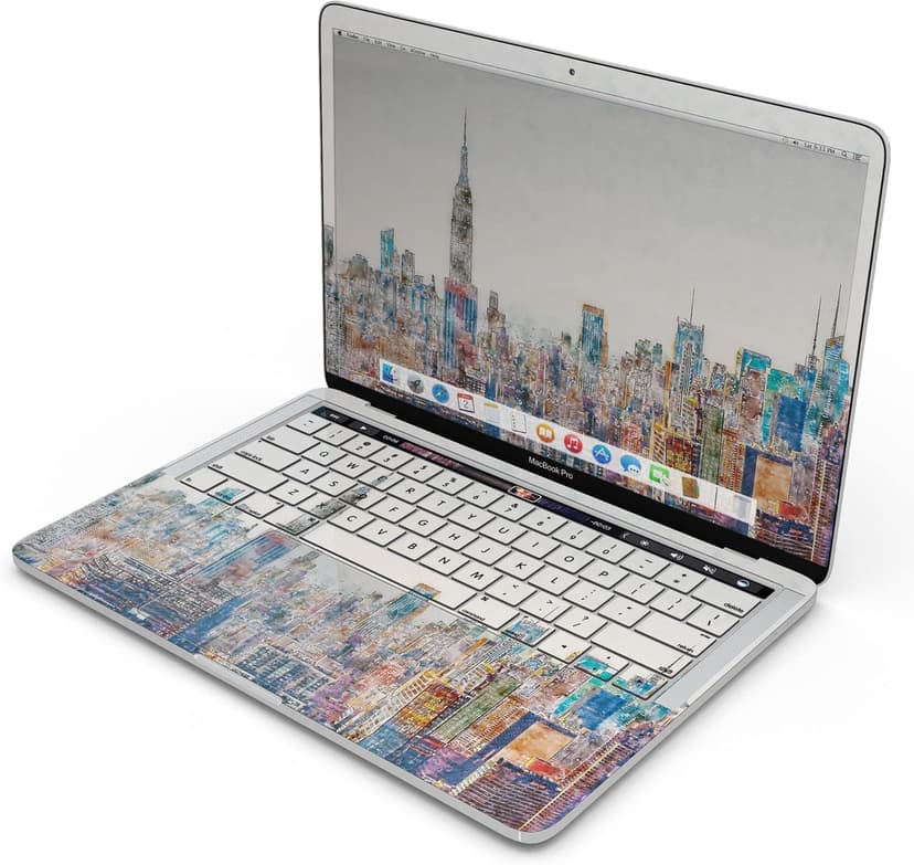 Watercolor New York City Skyline Full-Body Wrap Scratch Resistant Decal Skin-Kit Compatible with MacBook 13" Pro M1 (A2338)