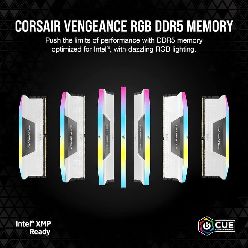 CORSAIR VENGEANCE RGB DDR5 RAM 32GB (2x16GB) 6000MHz CL36-44-44-96 1.35V Intel XMP 3.0 Desktop Computer Memory - White (CMH32GX5M2E6000C36W)