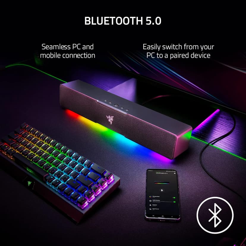 Razer Leviathan V2 X: PC Soundbar with Full-Range Drivers , USB Type C Power and Audio Delivery, Bluetooth 5.0 (Renewed)