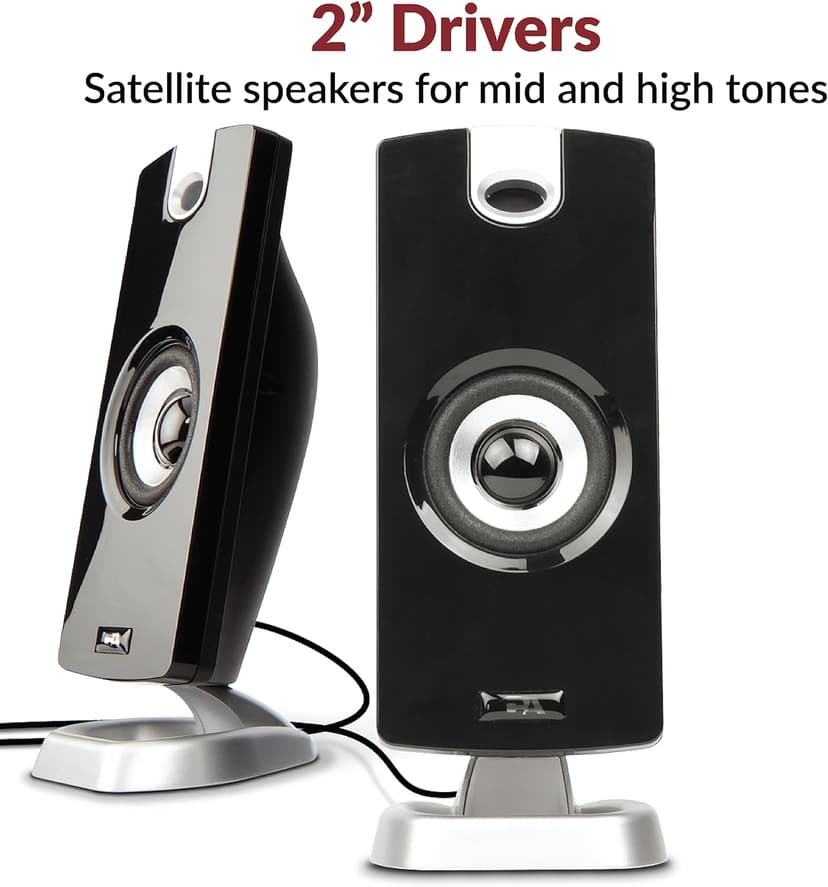 Cyber Acoustics CA-3090 2.1 Speaker System with Subwoofer with 18W of Power – Easy Setup and Convenient Controls, Great for Music, Movies, and Gaming