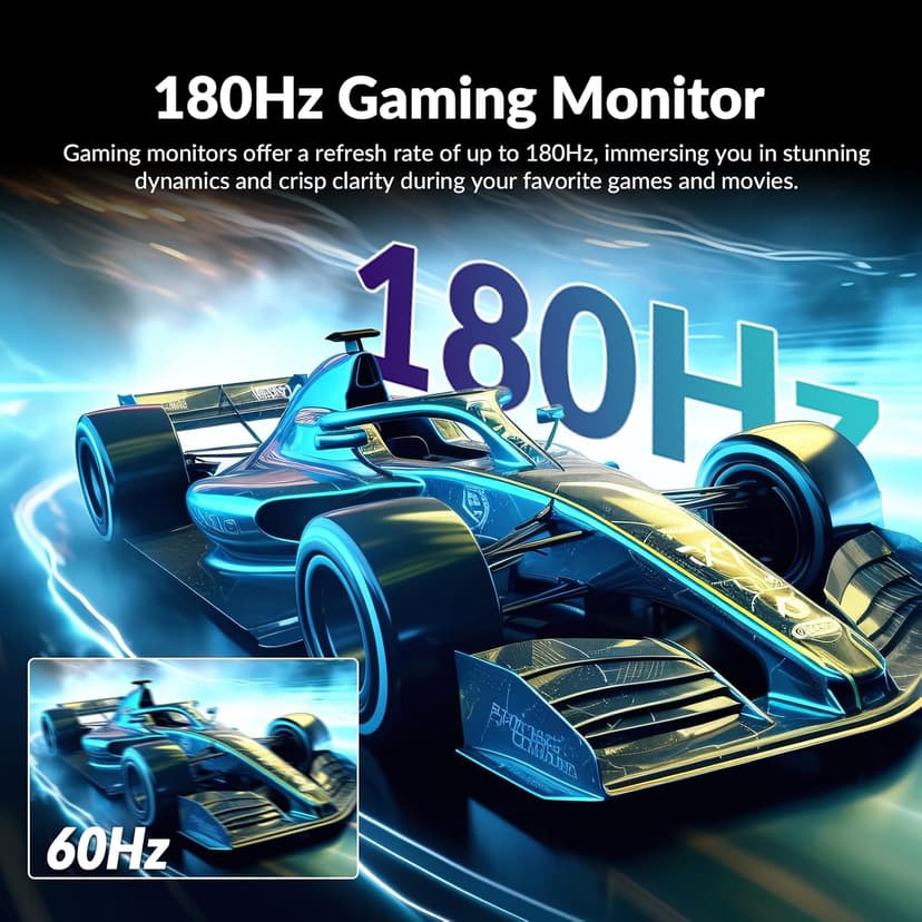 24 Inch Curved Gaming Monitor, 180Hz/144Hz FHD 1080P, 120% sRGB, 1ms, AMD FreeSync, Low Motion Blur, VESA Wall Mount, HDMI 1.4 & DP 1.2 – Black
