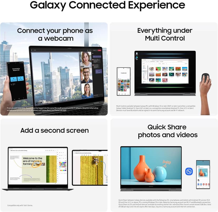 SAMSUNG 16” Galaxy Book5 Pro 360 Copilot+ PC, AI Business Laptop, Windows 11 Pro, Intel Core Ultra 7 Processor 258V, 3K AMOLED Touchscreen, 32GB / 1TB, 120HZ, 2025 Model NP964QHA-KG2US, Gray