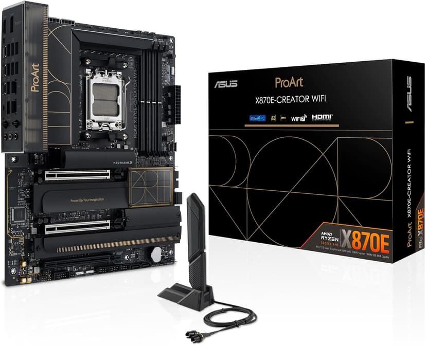 ASUS ProArt X870E-CREATOR WiFi AMD AM5 X870E ATX Motherboard PCIe® 5.0 x16 Slots with Full Support for Next-gen GPUs, 16+2+2 Power Stages, DDR5, Dual USB4®, 10 Gb & 2.5 Gb LAN, WiFi 7, Four M.2 Slots