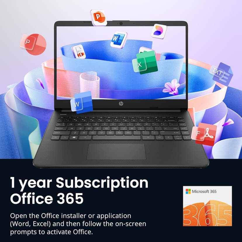 HP Flagship 14" HD Laptop with 1 Year Office 365 | 16GB RAM | 1.28TB Storage(128GB EMMC & 160GB Docking Station Set & 1TB Cloud Storage) | Intel 4-Core Processor | Webcam | Wi-Fi | Windows 11 | Black