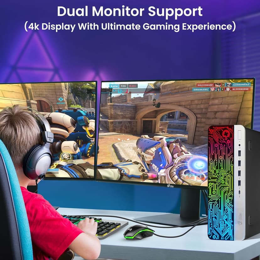 BTO Windows 11 Pro Gaming Desktop PC HP G3 RGB – Intel i5 6th Gen Processor, 16GB DDR4 Ram, 512GB SSD, NVIDIA GeForce GT 1030 DDR5, 22-inch Monitor – Wi-Fi – Computer Tower for PC Gamer (Renewed)