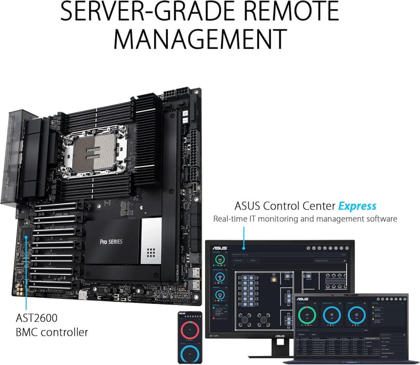 ASUS Pro WS W790 SAGE SE Intel LGA 4677 CEB Motherboard,PCIe 5.0, 7 xPCIe 5.0 x16 Slots,DDR5 R-DIMM, 2x10G BMC LAN, LAN Server-Grade Remote Management,Front and Rear USB 3.2 Gen 2x2 Type-C®,ACCE