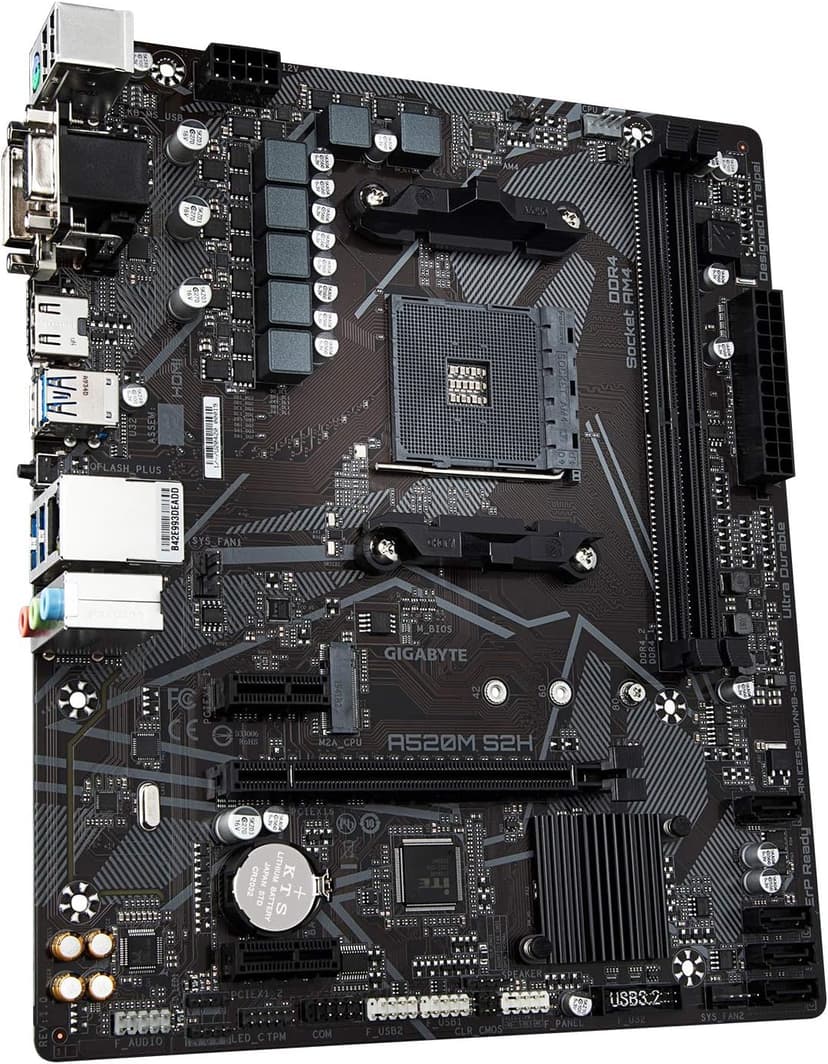 Gigabyte A520M S2H (AMD Ryzen AM4/MicroATX/4+3 Phases Digital PWM/Gigabyte Gaming GbE LAN/NVMe PCIe 3.0 x4 M.2/3 Display Interfaces/Q-Flash Plus/RGB Fusion 2.0/Motherboard)