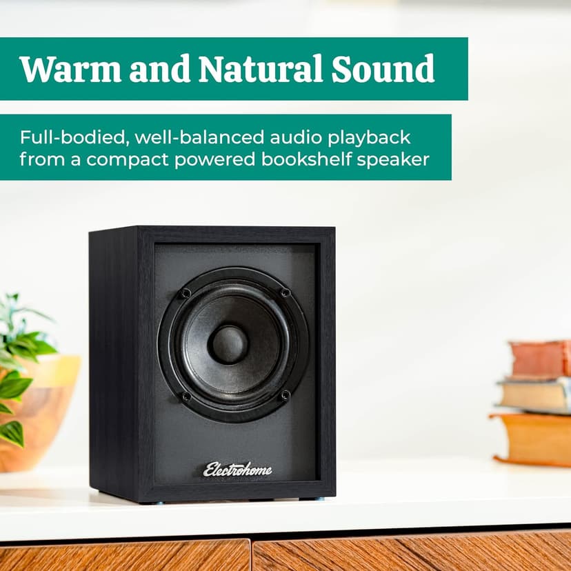 Electrohome Huntley Powered Bookshelf Speakers with Built-in Amplifier and 3" Drivers for Turntable, TV, PC and Wireless Music Streaming Featuring Bluetooth 5, RCA and Aux (EB10B)