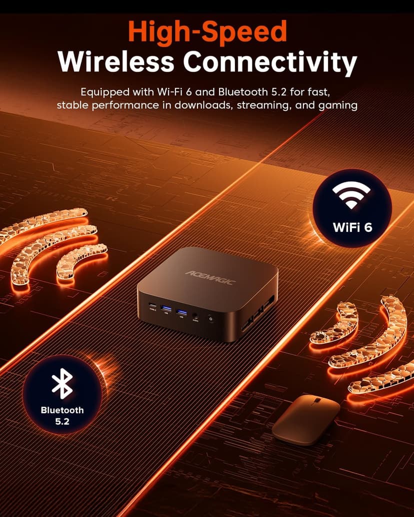 ACEMAGICIAN Mini PC AMD Ryzen 7 5700U : 32GB DDR4 1TB NVMe SSD Mini Computers, Small Gaming PC 4K@60Hz Triple Display, Mini Desktop WiFi6 | Bluetooth 5.2 | Dual Channel | Auto Power On | K1