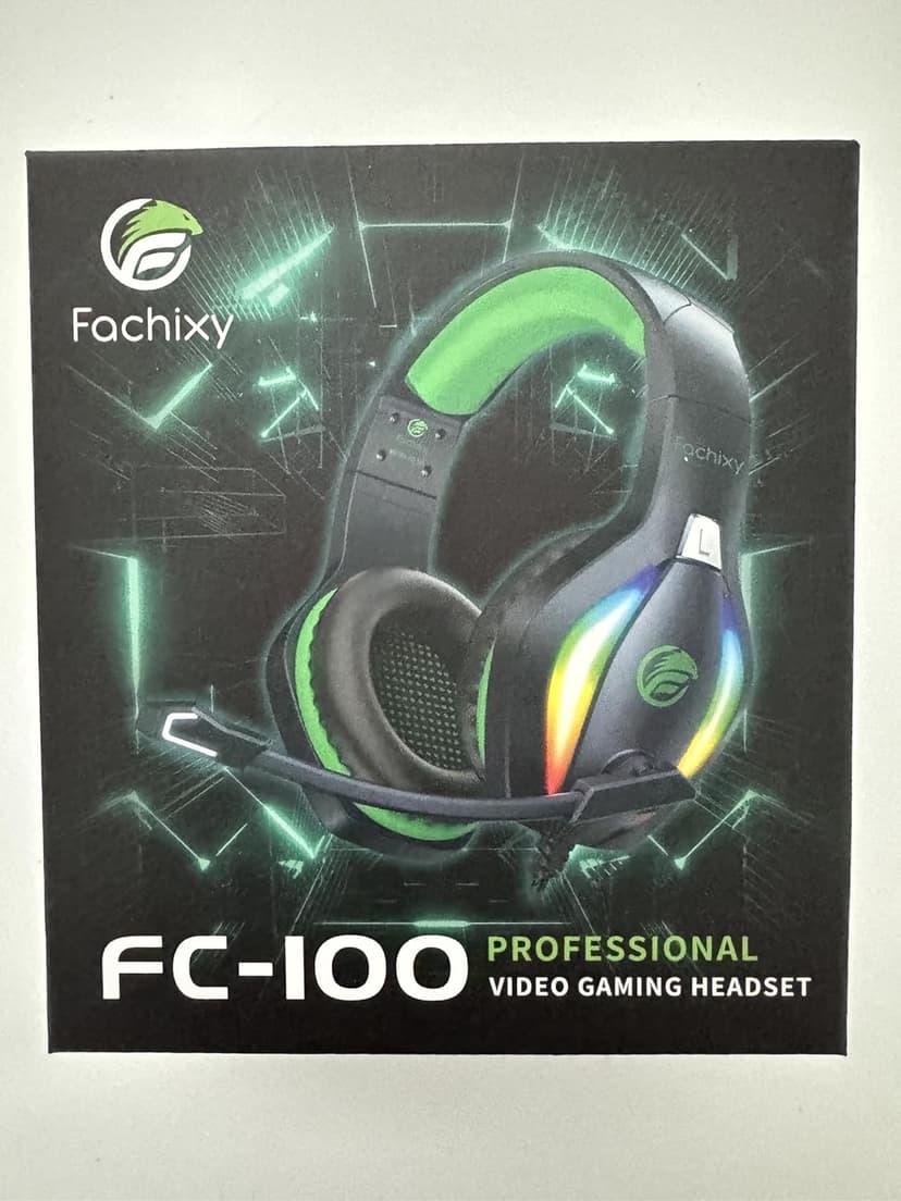 FC100 Gaming Headset with Microphone for PS4, PS5, Switch, Xbox, PC, Mac, Gamer Headset with RGB Light, Computer Headphones with Mic