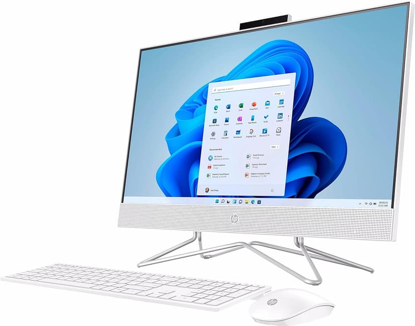 HP AIO-24-DF1000 Business Desktop 2024 23.8" FHD 1920x1080 Intel Core i3-1115G4 2-Core Intel UHD Graphics, 24GB DDR4 1TB SSD White Wireless Keyboard and Mouse Wi-Fi Bluetooth 4.2 Windows 11 Pro