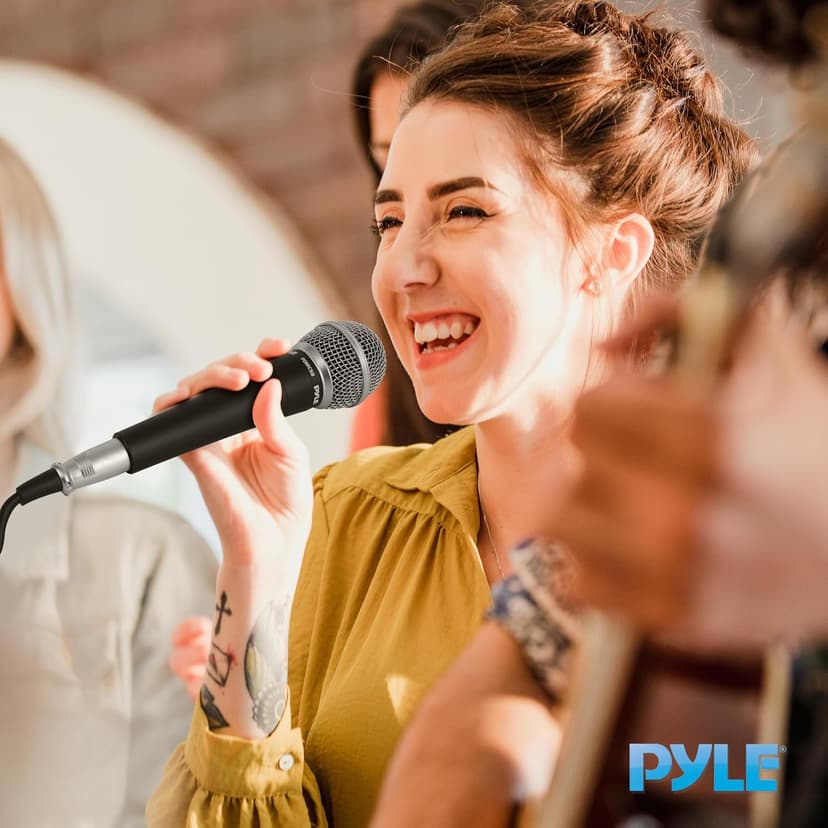Pyle Handheld Microphone PDMIC58 - Dynamic Moving Coil Cardioid Unidirectional Includes 15ft XLR Audio Cable to 1/4'' Audio Connection