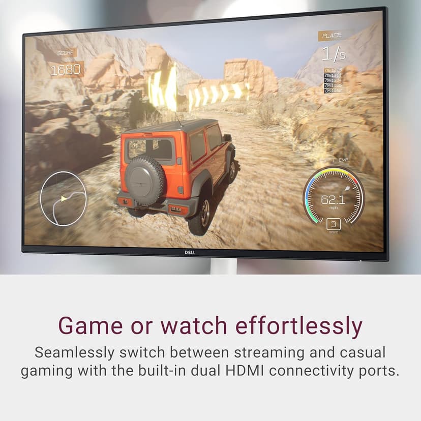 Dell S2425HS Monitor - 23.8 Inch, FHD (1920x1080) Display, 100Hz Refresh Rate 1500:1 Contrast Ratio, TÜV Rheinland Eye Comfort 4 Star, Integrated 2x5W Speaker, Height/Tilt/Swivel/Pivot - Ash White