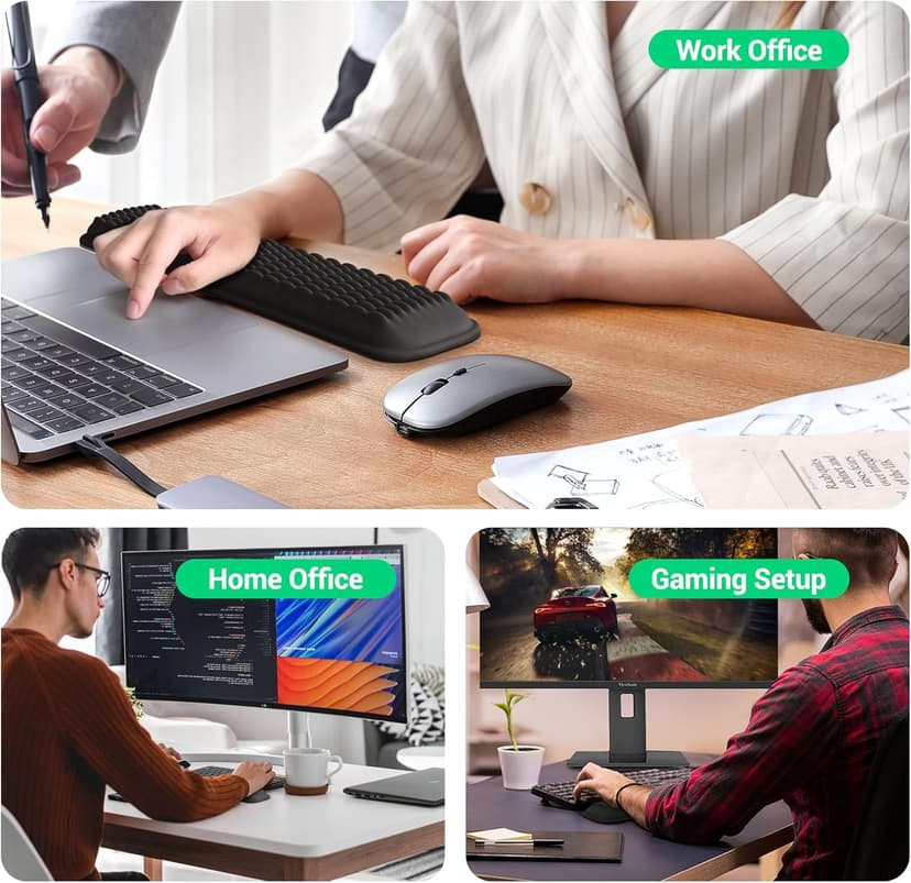 MEKASS Keyboard Wrist Rest, Soft Memory Foam Wrist Support for Keyboard, Keyboard Hand Rest Pad for Wrist Pain Relief, Keyboard Wrist Guard for Long Hours of Work, Gaming, Studying（Classic Black）