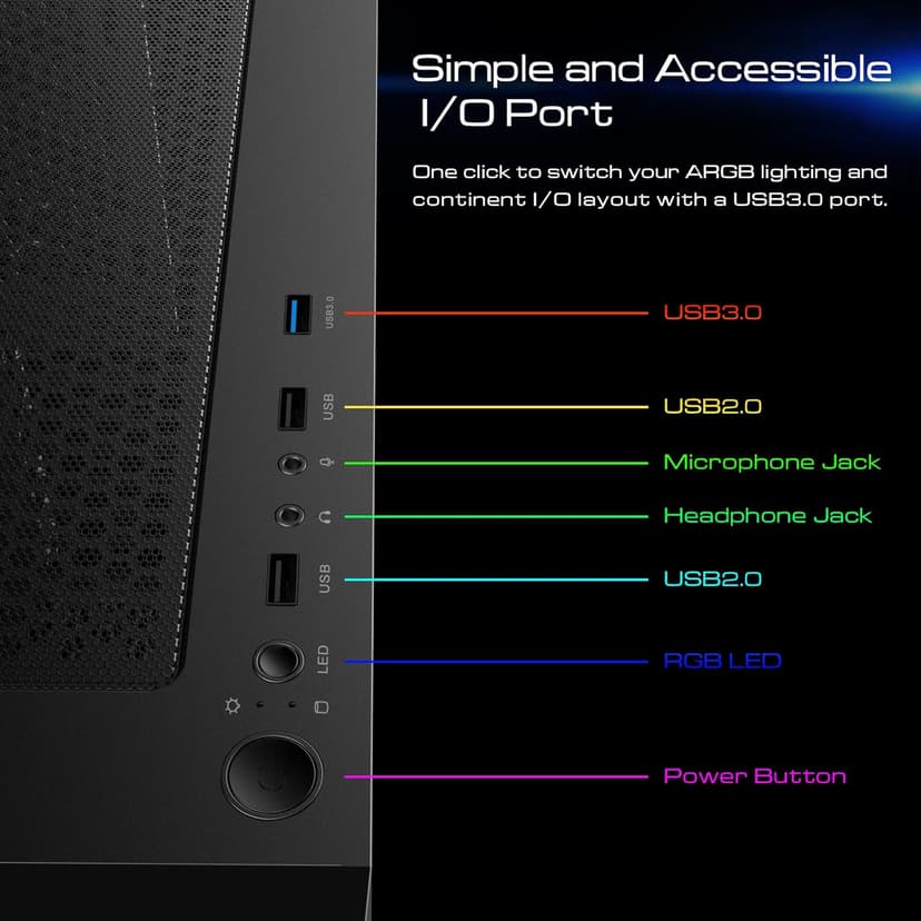 Gamdias RGB Gaming ATX Mid Tower Computer PC Case with Side Tempered Glass Panel and a Magnetic Dust Filter & 3 Built-in 120mm ARGB Fans