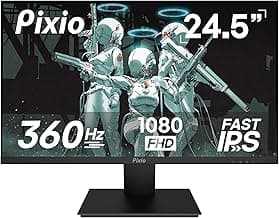 Pixio PX259 Prime S 24.5 inch (24 inch / 25 inch Equivalent) 360Hz (144Hz Supported) Refresh Rate FHD 1080p Resolution Fast Nano IPS Panel 1ms GTG Response Time Gaming Monitor with Adaptive Sync