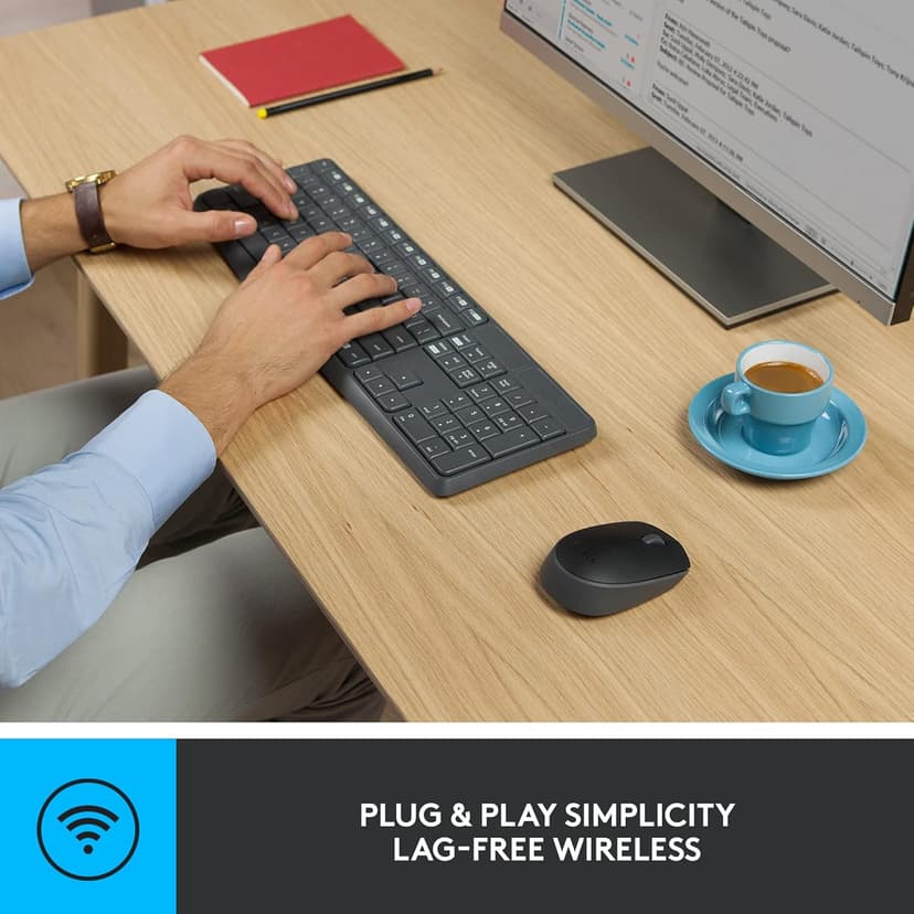 Logitech MK235 Wireless Keyboard and Mouse Combo for Windows, USB Receiver, Long Battery Life, Laptop and PC Keyboard and Mouse Wireless