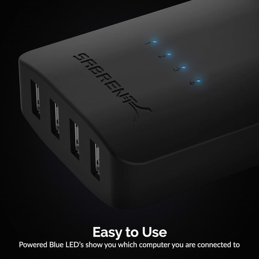 SABRENT USB 2.0 Sharing Switch up to 4 Computers and Peripherals LED Device Indicators (USB-USS4) Black