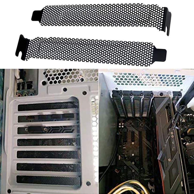 8PCS Computer PCI Dust Strips Black PCI Slot Covers, with Screws for Computer Cases (Black)