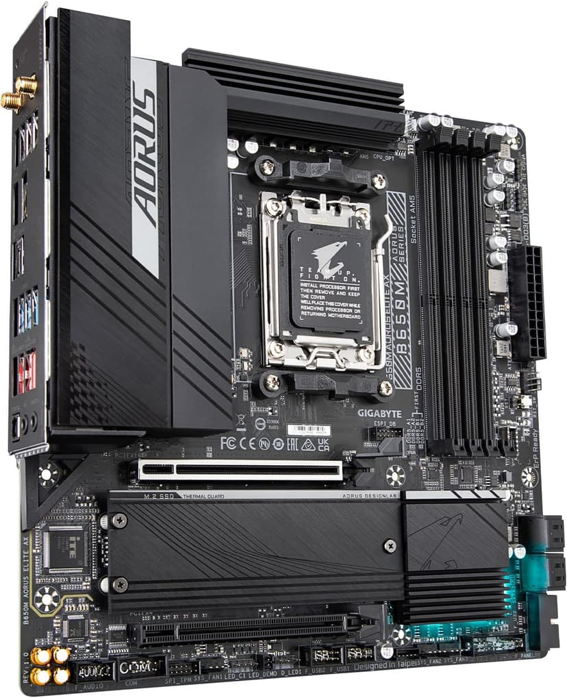 GIGABYTE B650M AORUS Elite AX (AM5/ LGA 1718/ AMD B650/ Micro-ATX/ 5-Year Warranty/ DDR5/ 2* M.2/ PCIe 5.0/ USB 3.2 Gen2X2 Type-C/Intel 2.5GbE LAN/Q-Flash Plus/EZ-Latch/Gaming Motherboard)